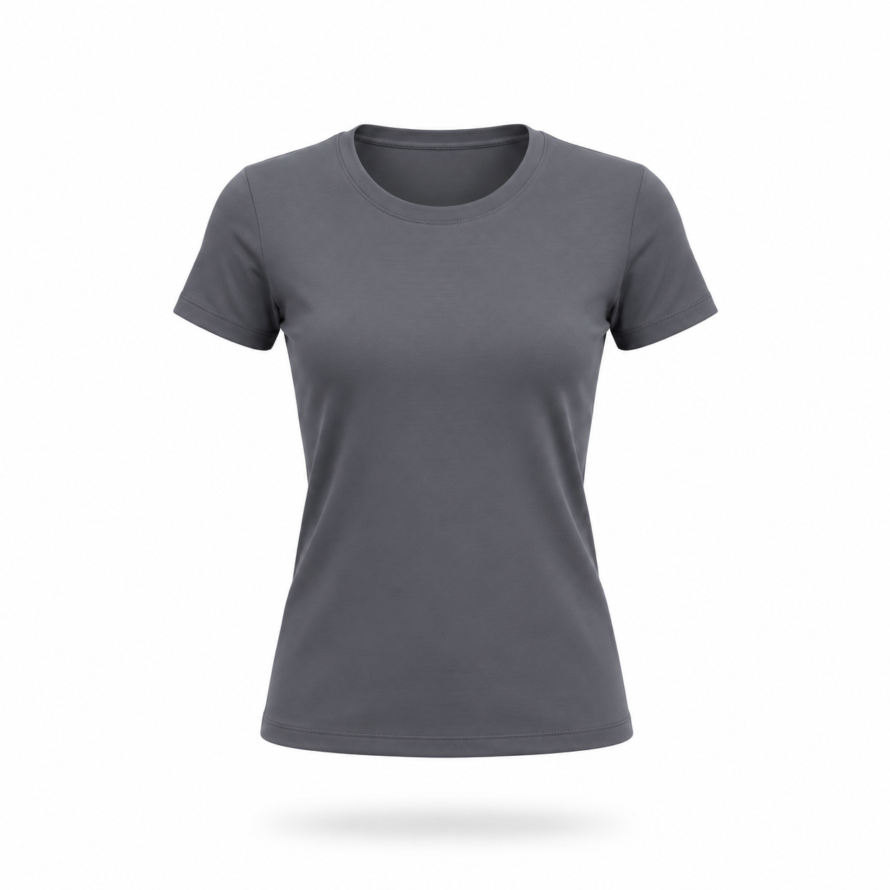 Grey - Form Fitted Baby Tee - Round Neck