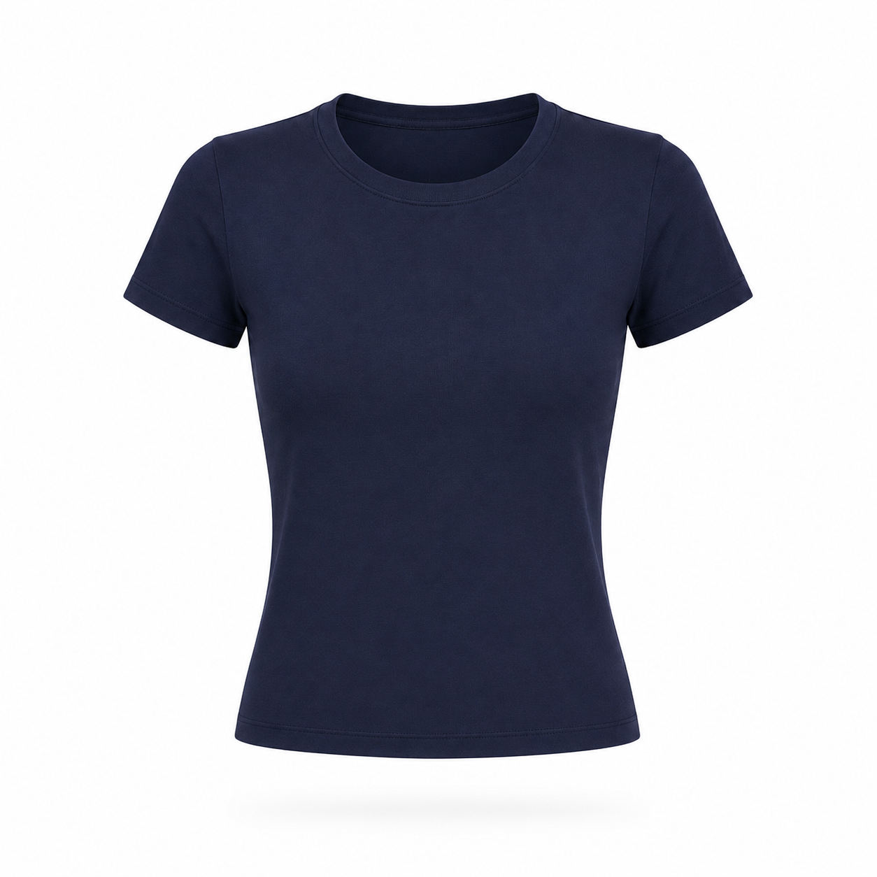 Navy - Form Fitted Baby Tee - Round Neck