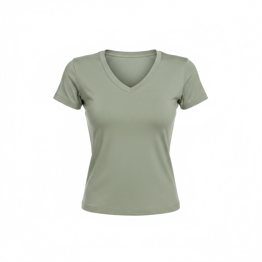 V-Neck - Olive - Form Fitted Baby Tee