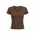 V-Neck - Brown - Form Fitted Baby Tee