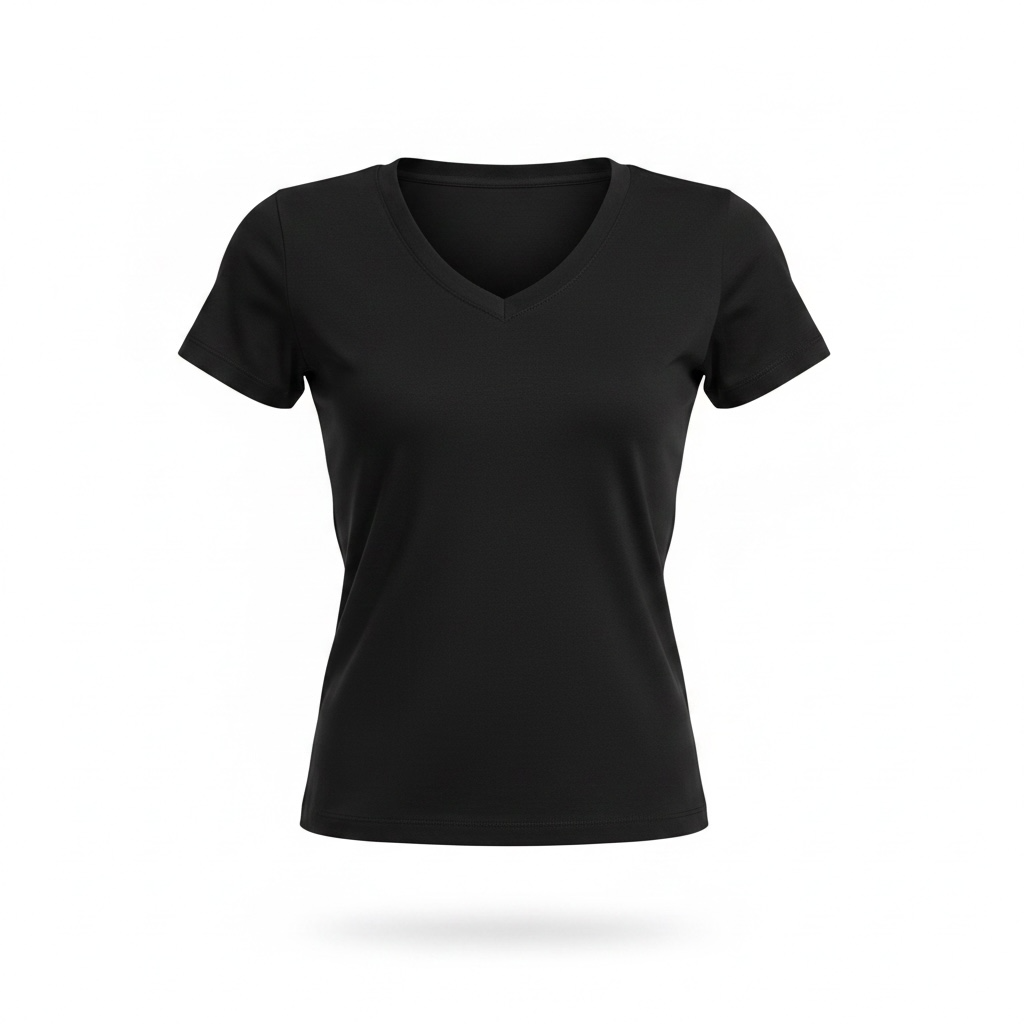 V-Neck - Black - Form Fitted Baby Tee
